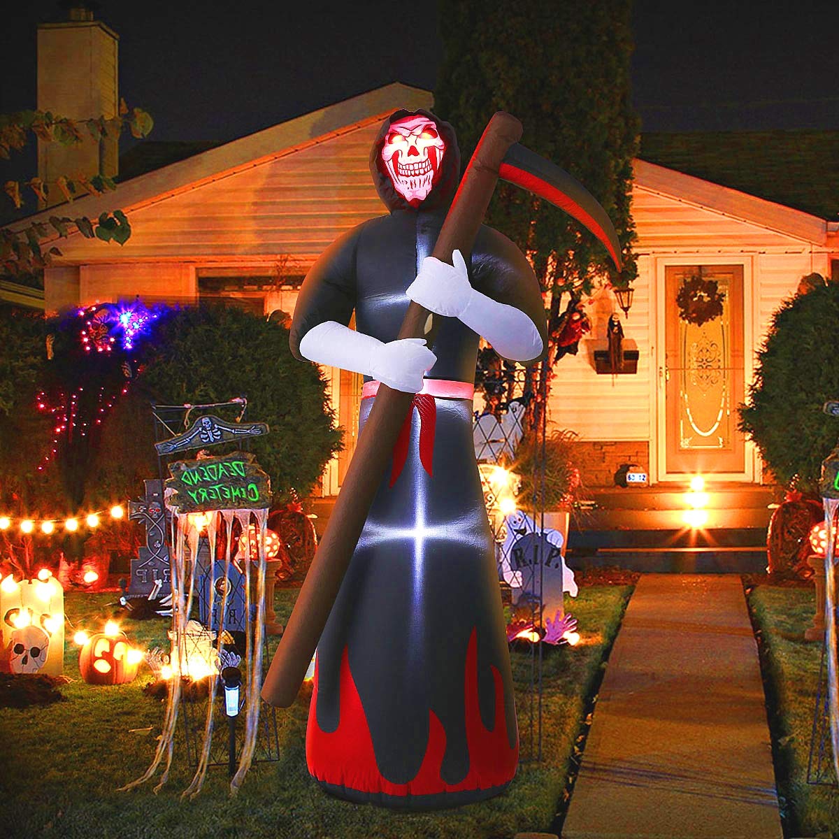 MAOYUE 8ft Halloween Inflatables Grim Reaper Inflatable Blow Up Outdoor