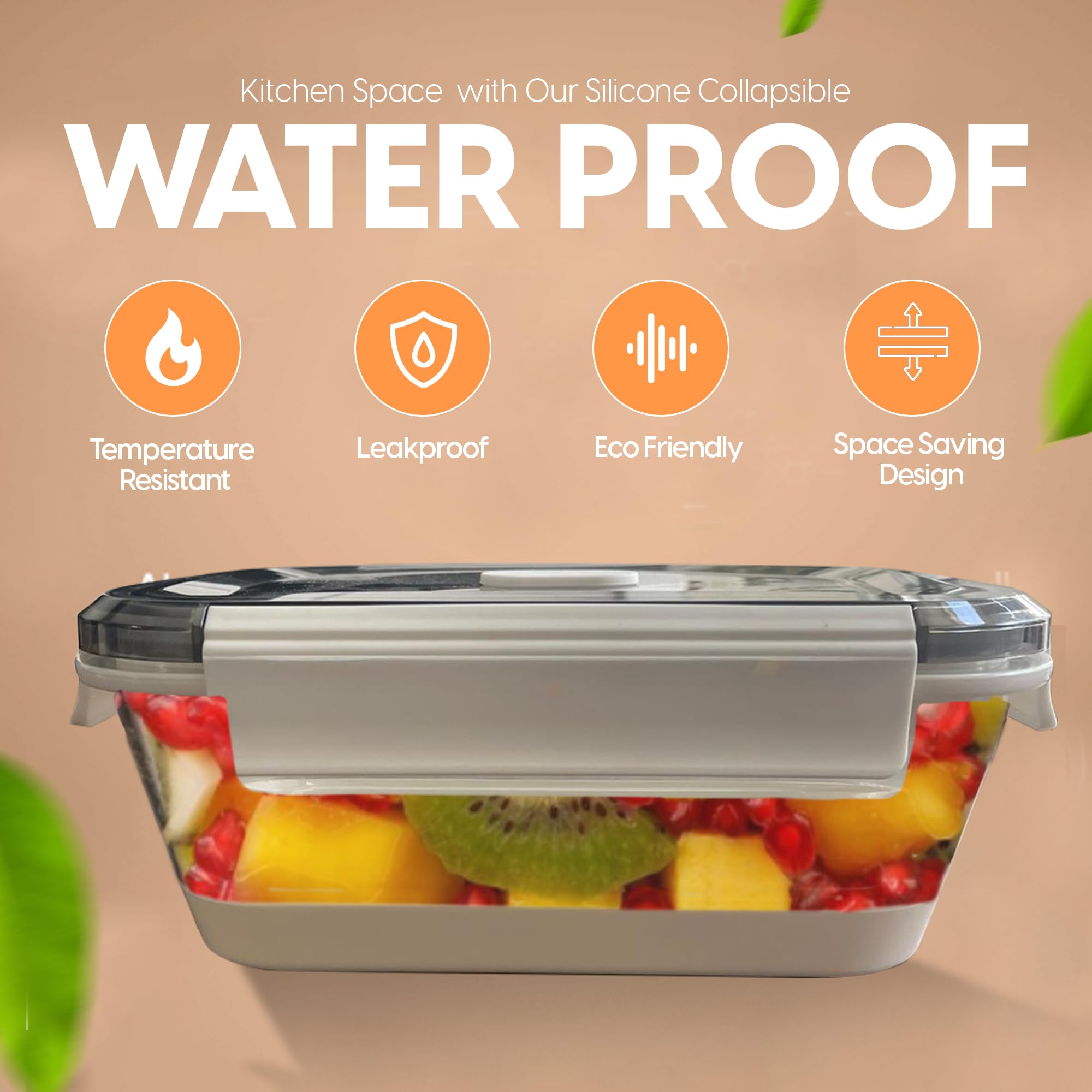 A MILLI Lonchera plegable, contenedores plegables de silicona para alimentos, cajas de utensilios Ttop, plegables, aptas para microondas, congelador, aptas para lavavajillas, juego de 2