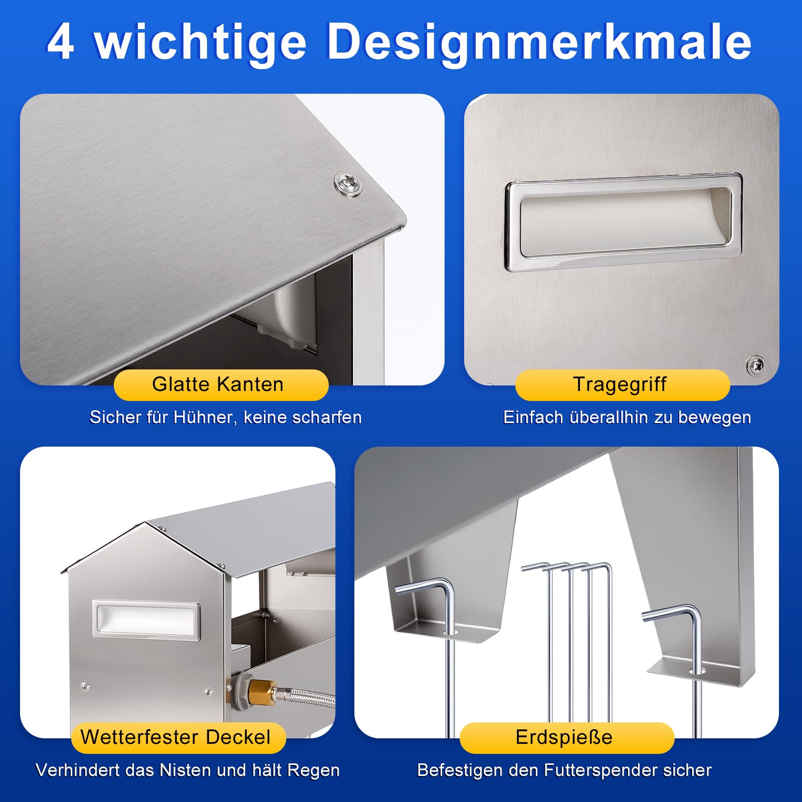 7L Hühnertränke Edelstahl,Schwimmer Geflügeltränke,Tränke Geflügel mit 1/2 Zoll Schwimmerventil für Hühner,Hühner Wasserspender,Wassertränke Hühner Edelstahl für Enten,Gänse,Tauben,Langlebig