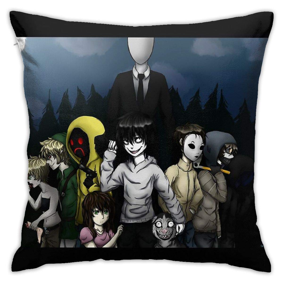 NHJYU  Creepypasta Bedroom Couch Sofa Square Pillow Case Home Decorative Throw Pillow Covers 18x18 Inch