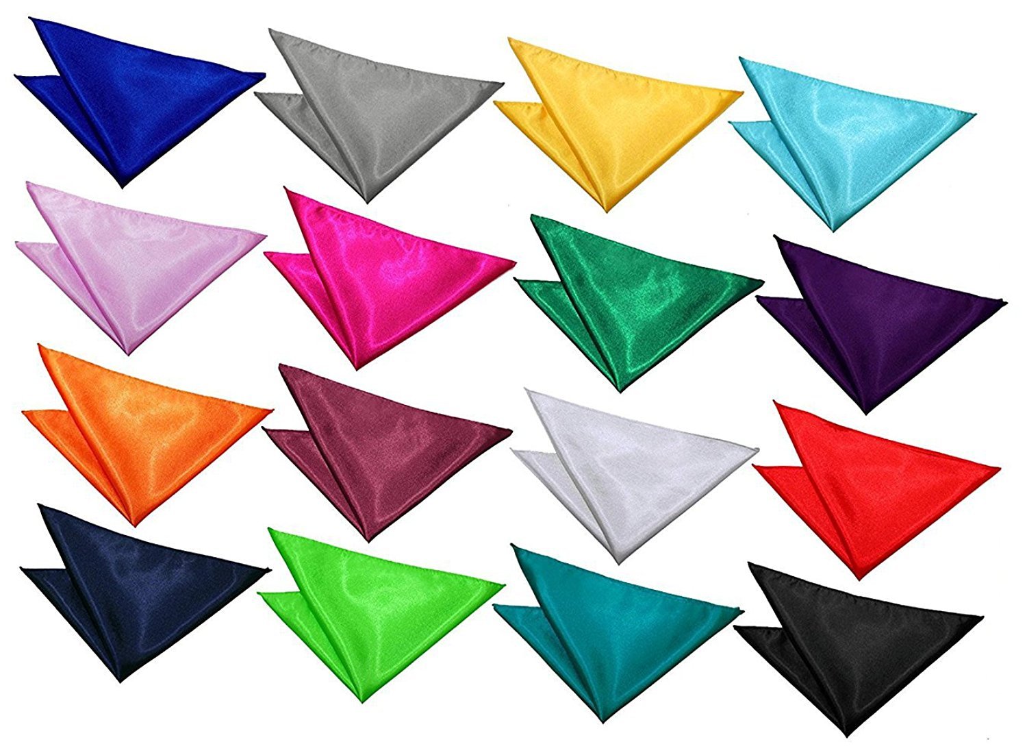 Multicolor Pocket Satin Pocket Square Combo of SIXTEEN (Colors as in the picture)-image-33