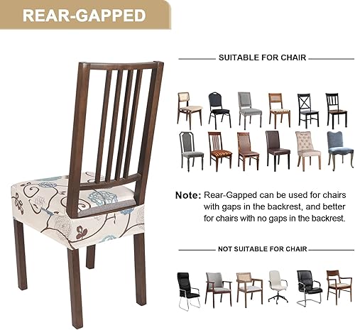 Miniatura 6 de NIBESSER Juego de 6 fundas de asiento para sillas de comedor, elásticas, suaves, extraíbles y lavables, para comedor, fundas de cojín de asiento