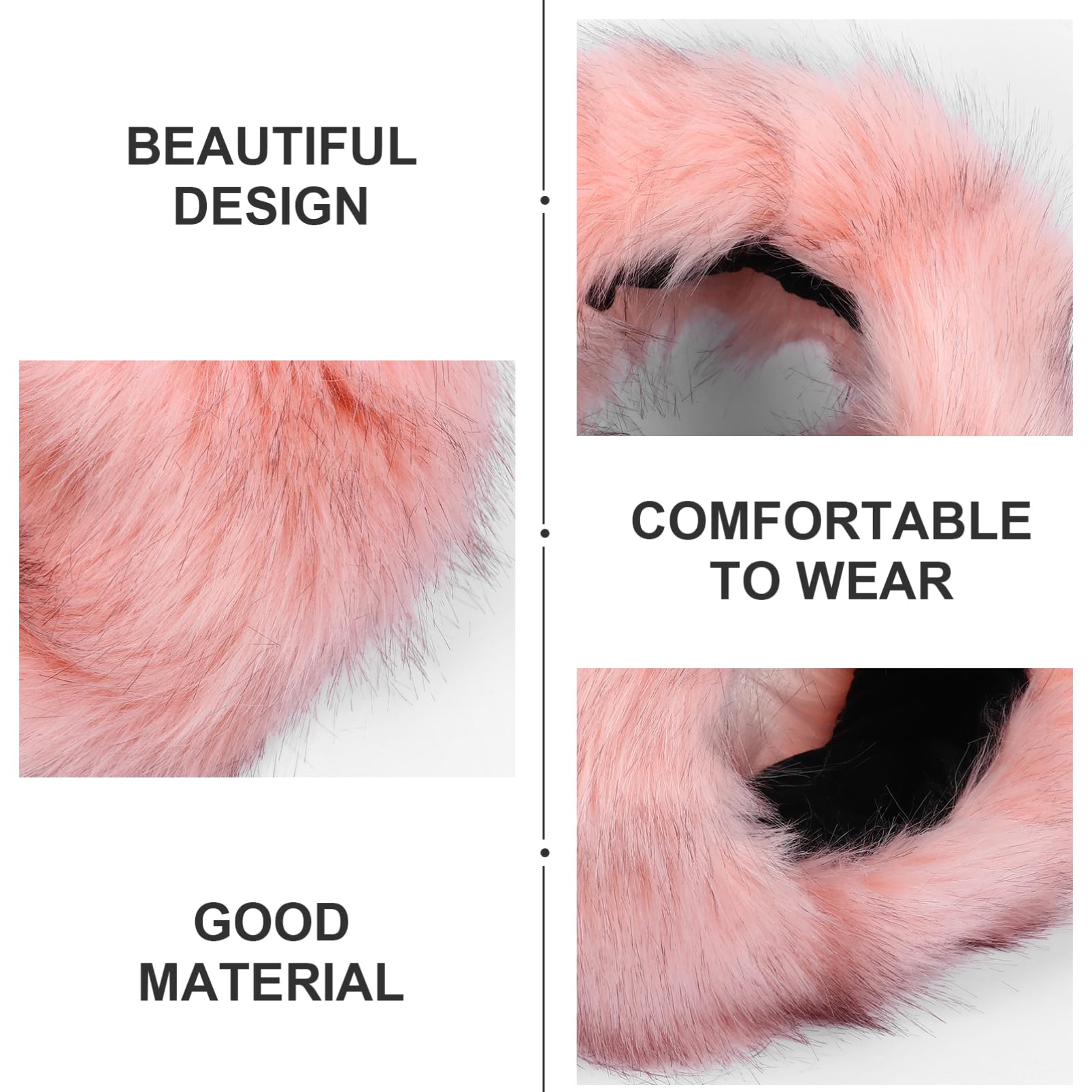 Beatifufu Pink Faux Fur Hat Earmuffs Women's Winter Warm Headband Hood Comfortable and Stylish