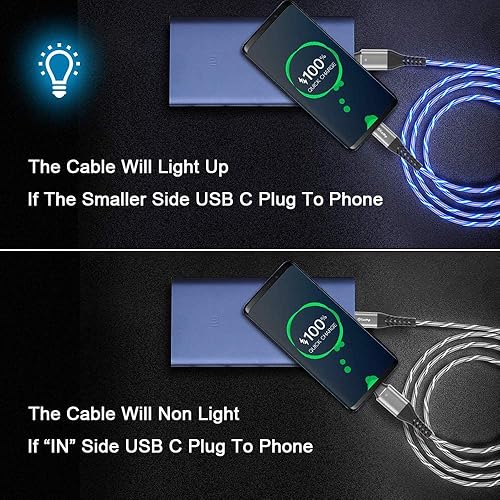 Miniatura 4 de Cable USB C a USB C de 6 pies 60 W 3A con luz USB C, cable de carga rápida, cable LED tipo C a tipo C para iPhone1515Pro15Plus15ProMaxiPad