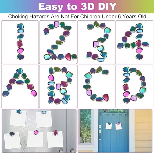 Miniatura 5 de YISHIDANY Kit científico de 24 piezas de imanes de nevera grandes de arco iris, pizarra blanca magnética pulida irregular, imanes de refrigerador de