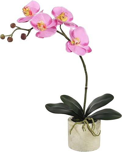 Vickerman Everyday - Orquídea artificial de lavanda de 20 pulgadas para interiores, contenedor de cerámica blanca, arreglo decorativo de plástico