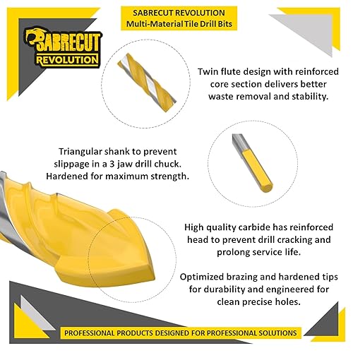 Miniatura 4 de SabreCut SCTBA5 - Juego de brocas para azulejos de cerámica, porcelana, granito, mármol, con caja de almacenamiento duradera