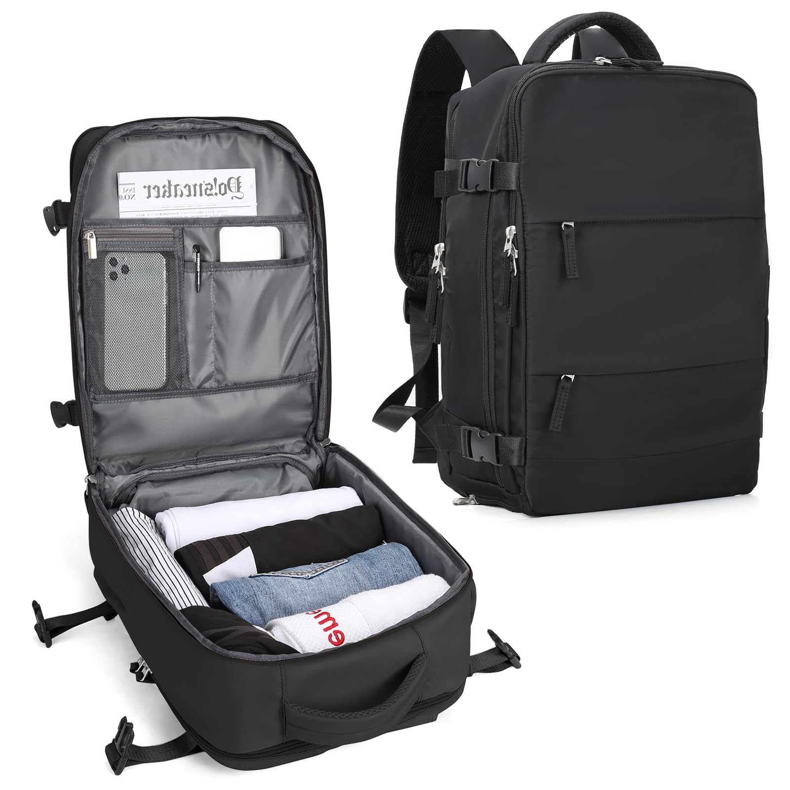 SZLX Zaino Ryanair 40x30x20 Sottovuoto Zaino da Viaggio 40x30x20 Wizzair Donna da escursionismo sportivo impermeabile Zaino Casual Laptop da 14 Pollici con porta di ricarica USB Scomparto per Scarpe