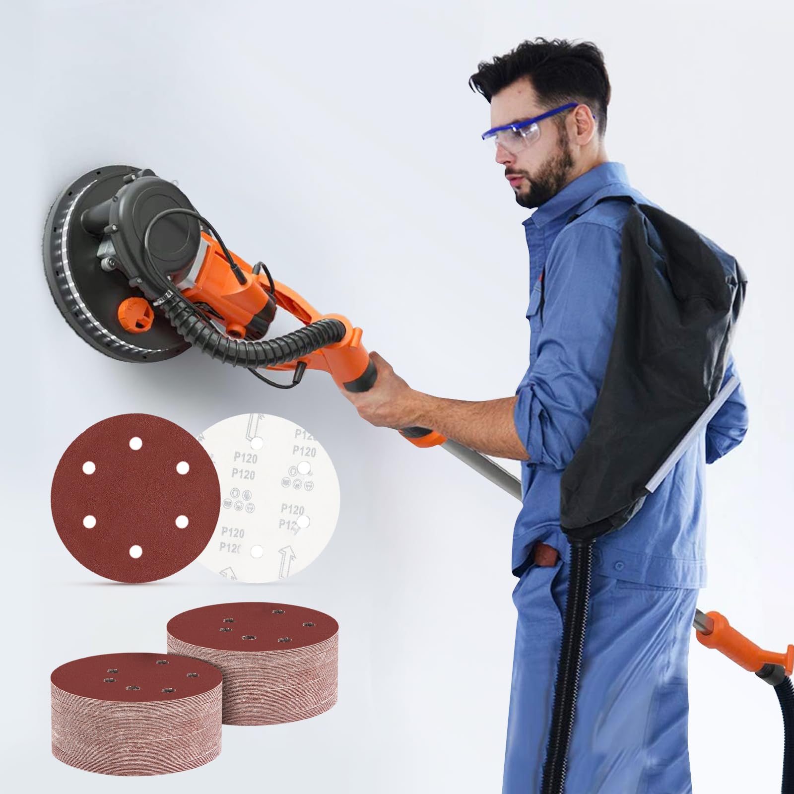 50 Sanding Discs - 9" Grit Set for Drywall Sander -5
