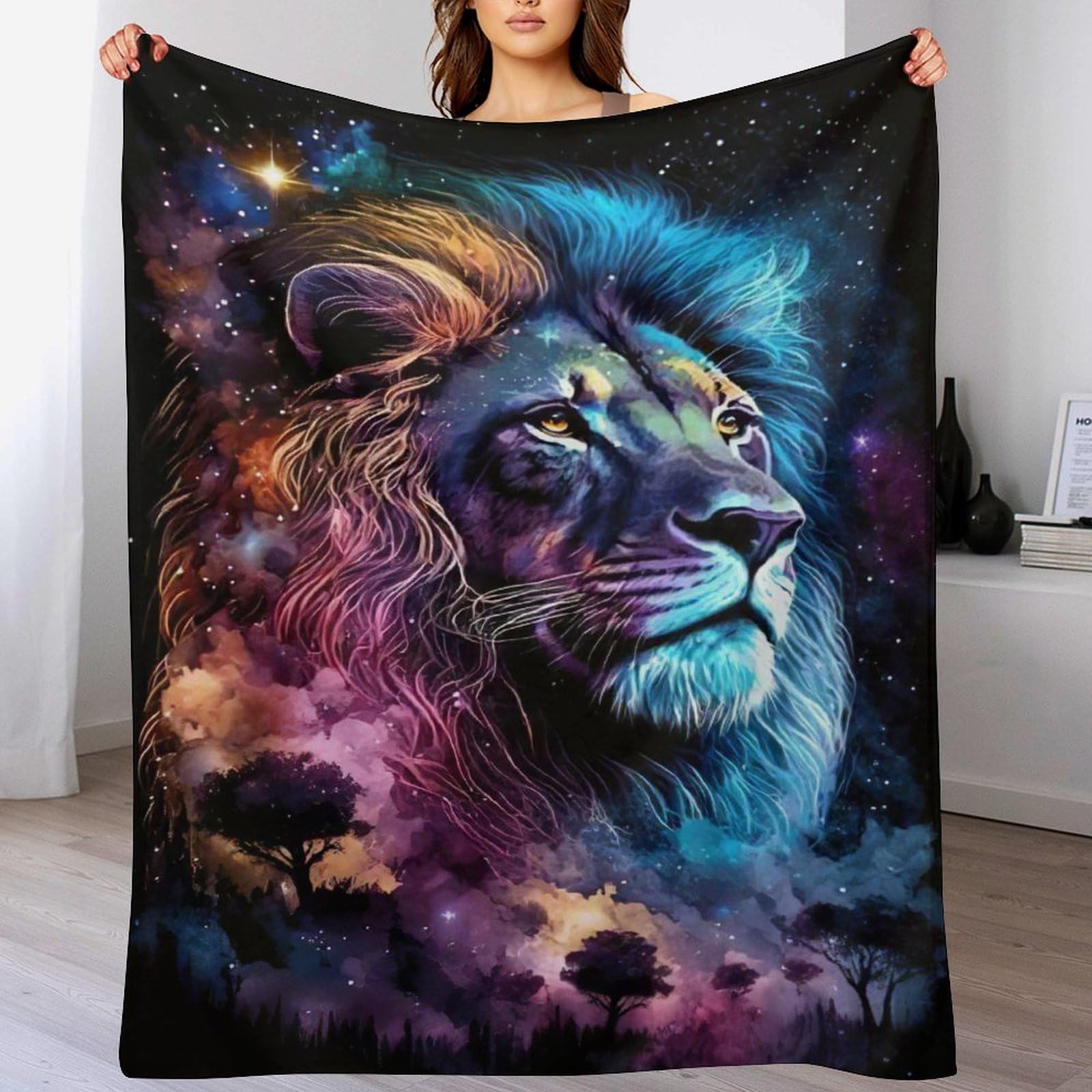 Couverture polaire lion douce, le plaid en flannel duveteuse pour réchauffer vos soirées