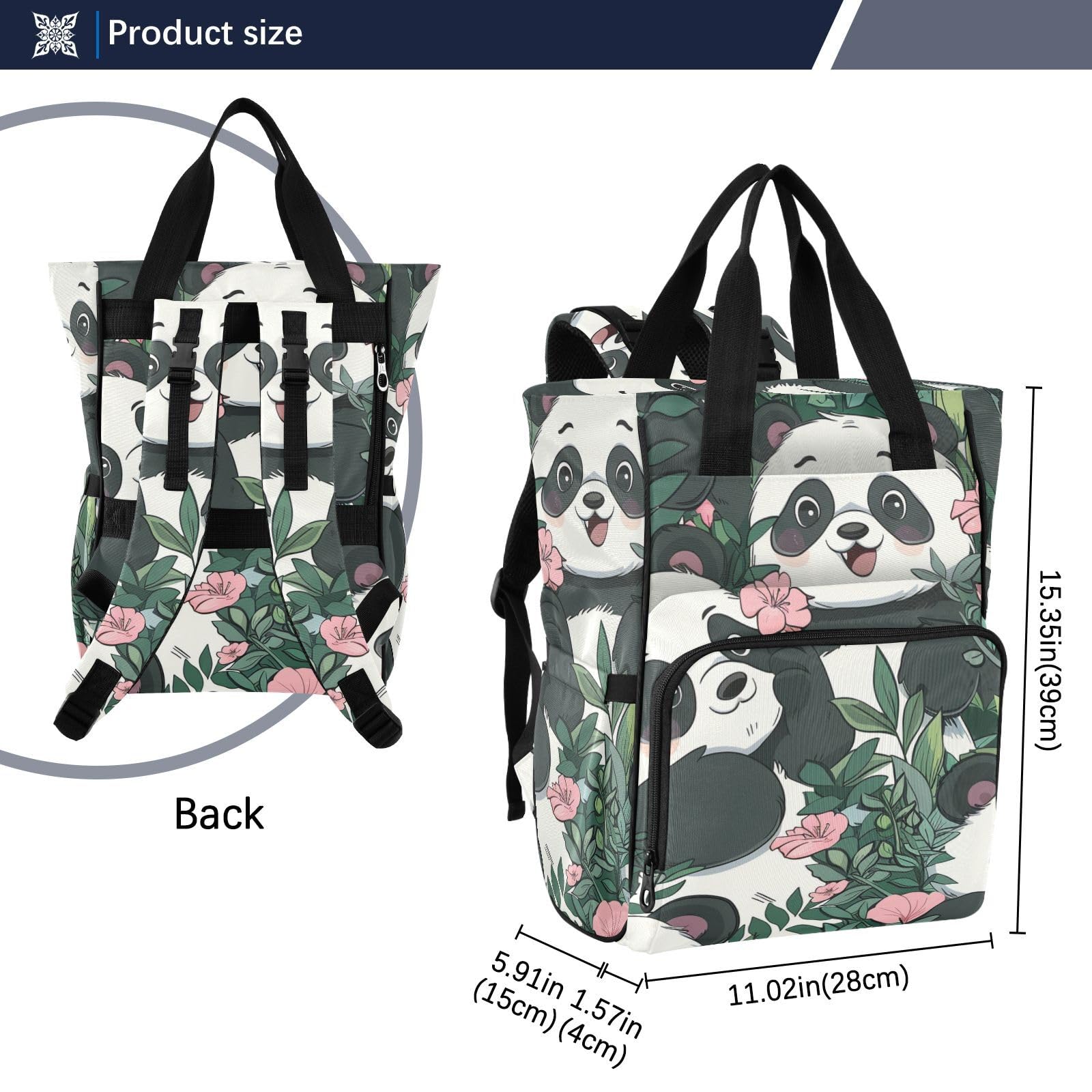 plecak na pieluchy panda i kwiat