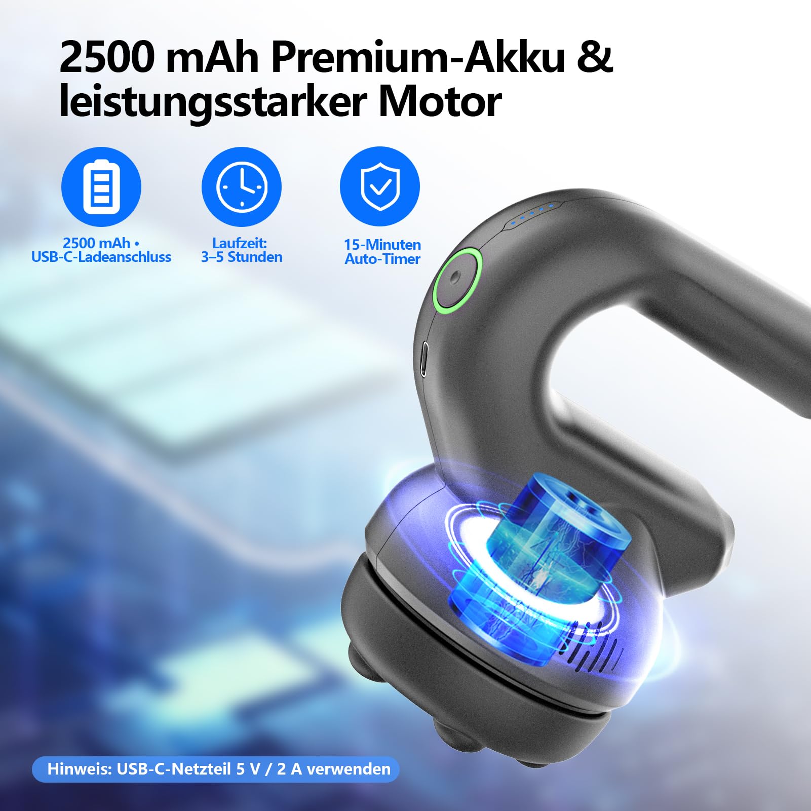 HYAKO Mini Tiefengewebe Orbital Massagegerät 3 Kugelkopf & Tasche und Leise | Durchblutungsförderung, Nacken & Schultermassage, Ergonomie, Stressabbau, Ermüdung reduzieren, Schlaf fördern