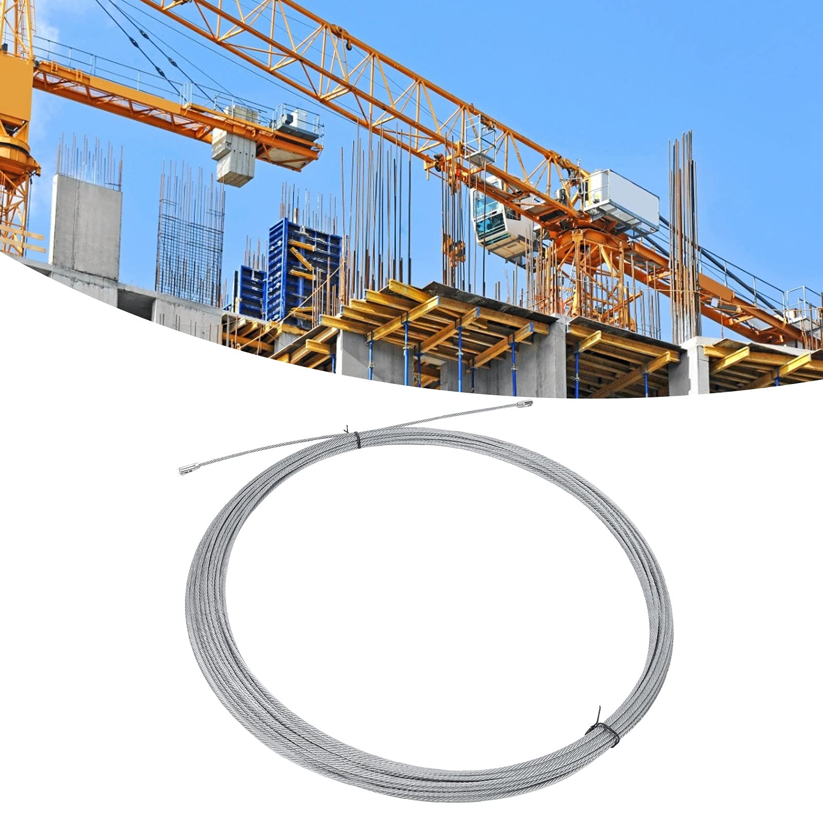 Aramox Fune Cavo in Acciaio Inossidabile 0,4 Mm X 50 M Costruzione a Trefoli Rivestimento Liscio Flessibile per Ascensore Sollevamento Trazione Traino Tirare e Reggiare