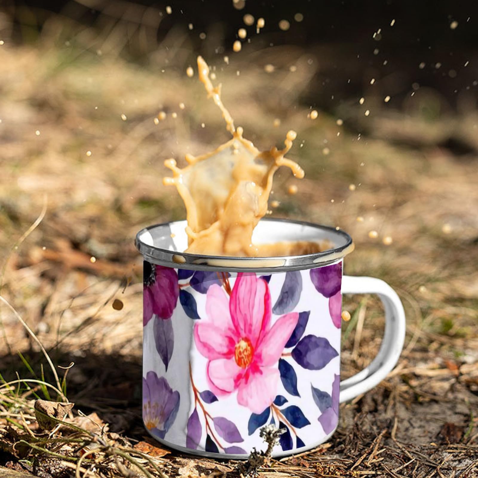 高脚陶器カップ 花柄 Amazon.co.jp: エナメルカップ 花柄 ホーロー ビンテージマグ