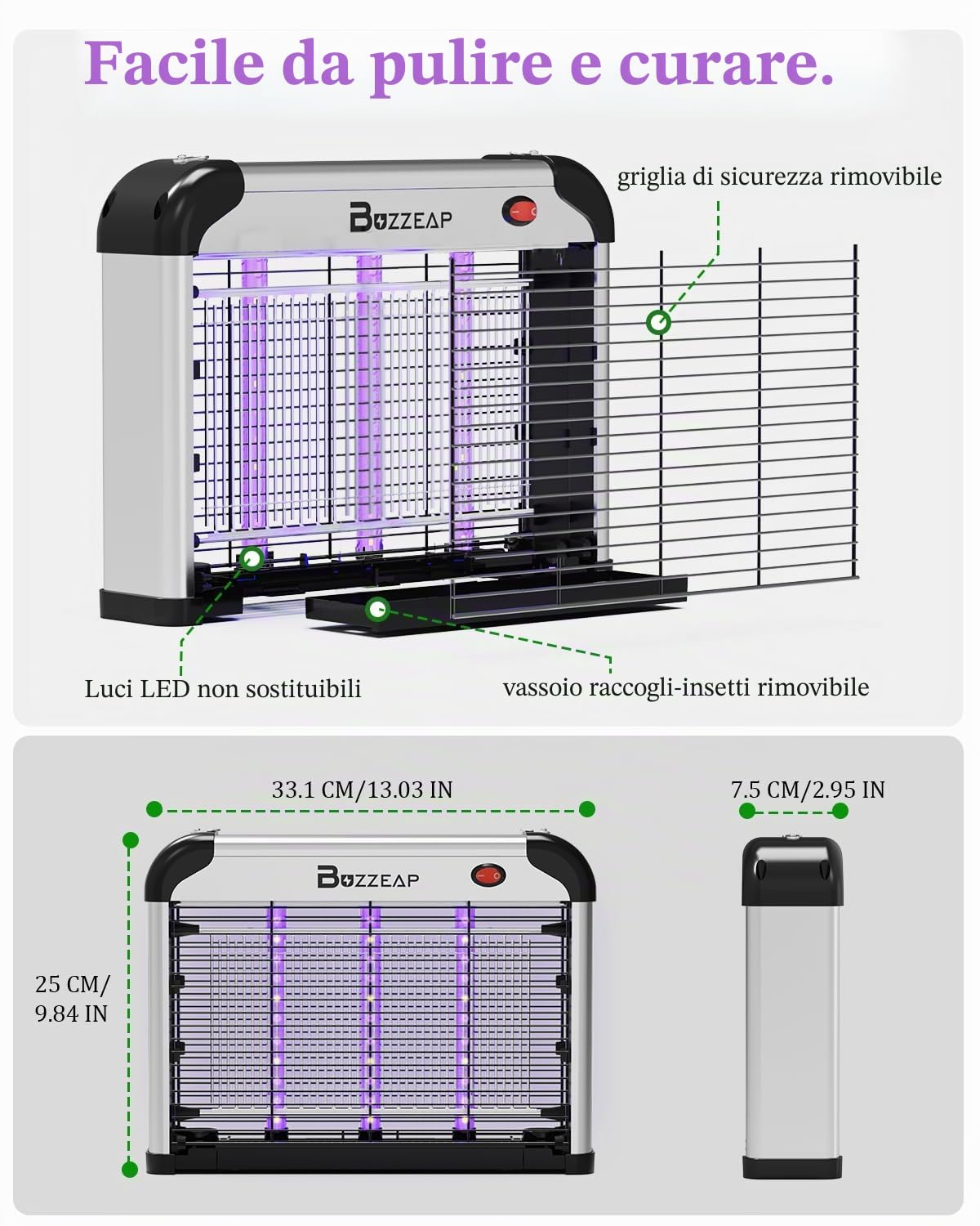Lampada Antizanzare LED, Durata di 10 Anni, 365+395nm UV LED Lampade Potenziate per Maggiore Attrazione degli Insetti, Zanzariera Elettrica 4200V, Trappola per Moscerini, Zanzare, Falene e Mosche