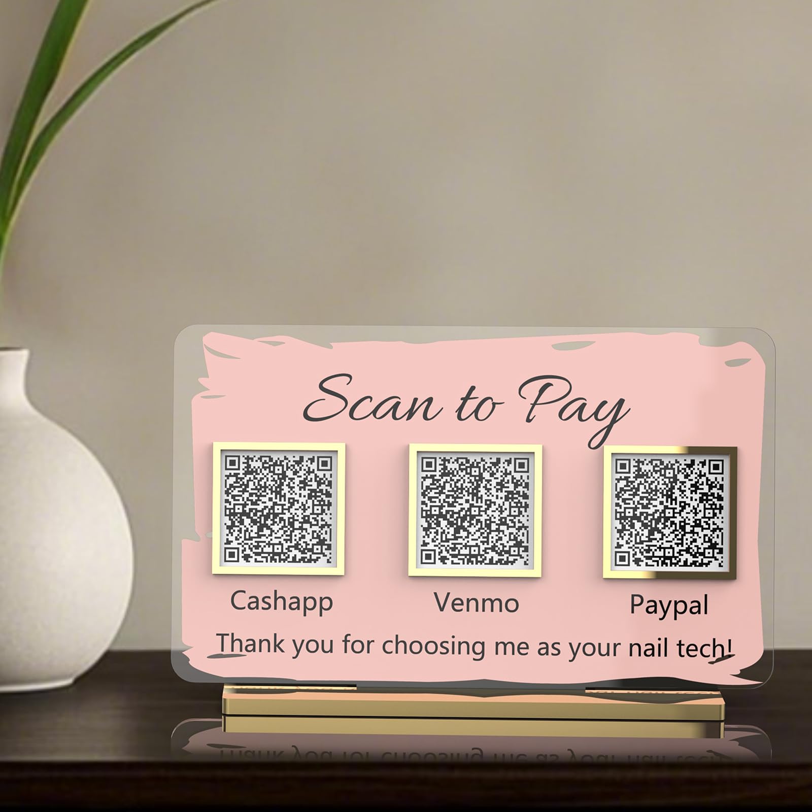 3D Custom Multi QR code Sign, Scan to Pay, Venmo Instagram PayPal CashApp Payment, Small Pop Up Shop Review Plaque Company Website Code Beauty Hairdressers Sign