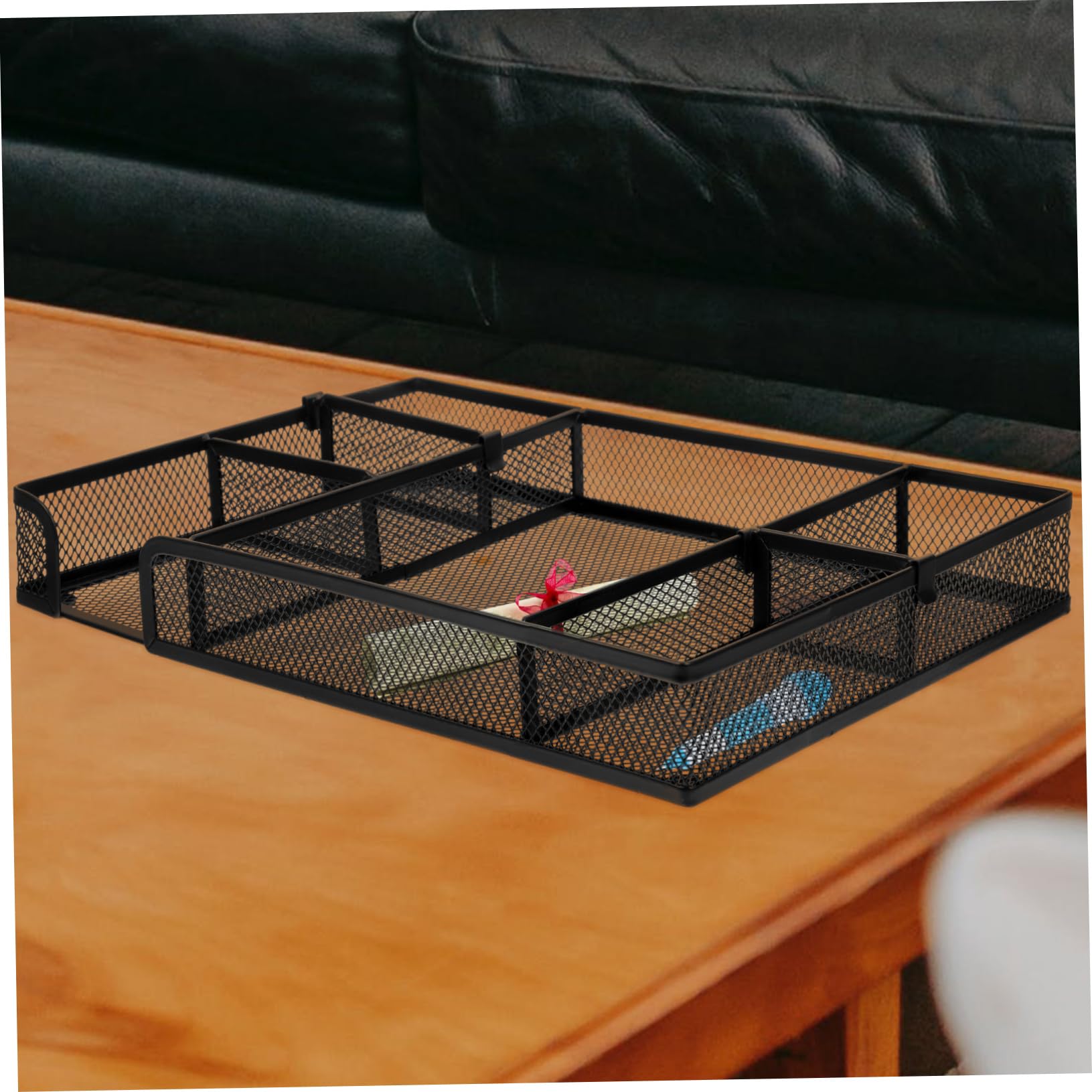 Housoutil 3 Pezzi Organizer Scrivania in con Scomparti Vassoio per Cassetto Ufficio Organizer Piccolo per Accessori Scrivania Nero Resistente