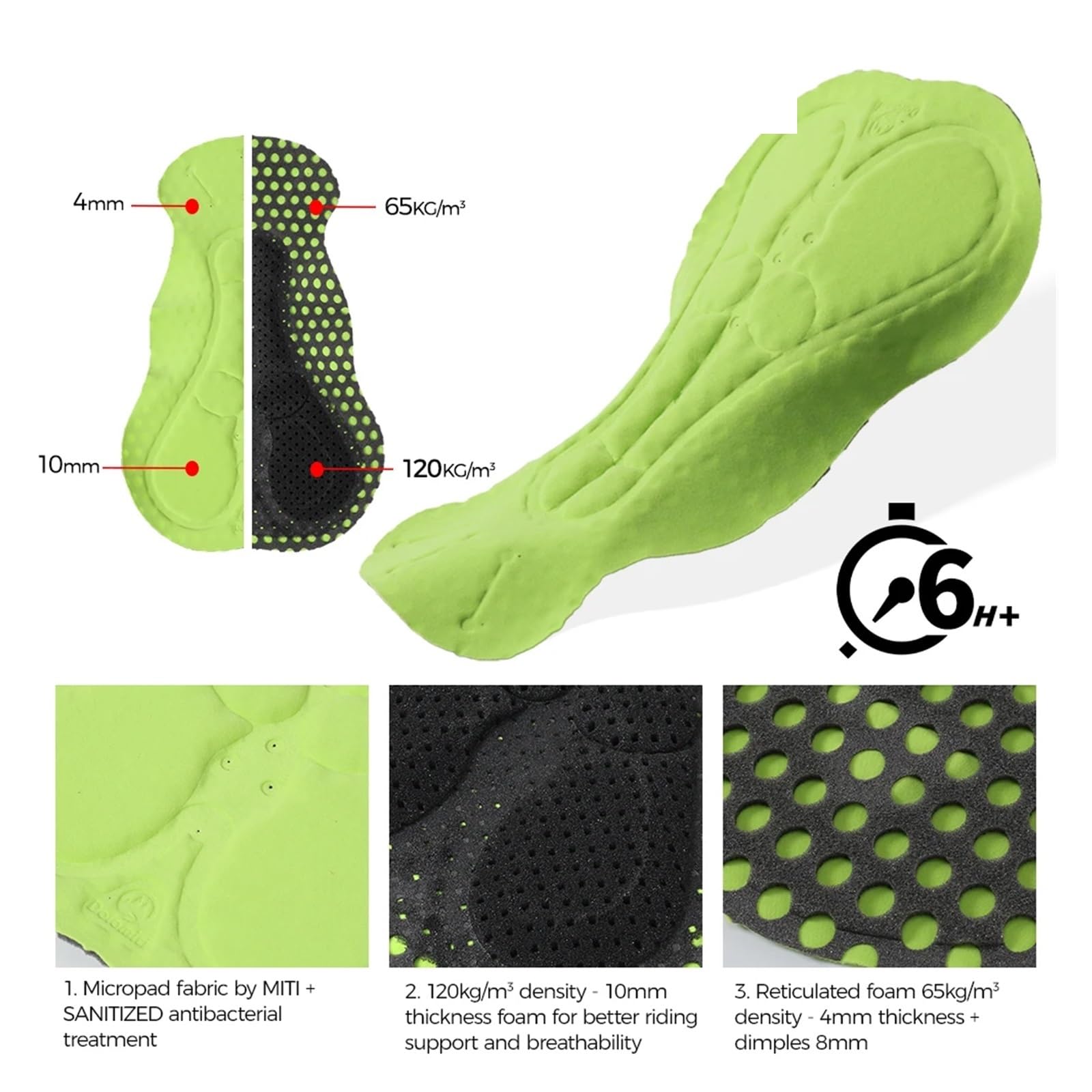 Pantaloncini da Ciclismo Classici Uomo, Pantaloni Bici con Bretelle, fondello