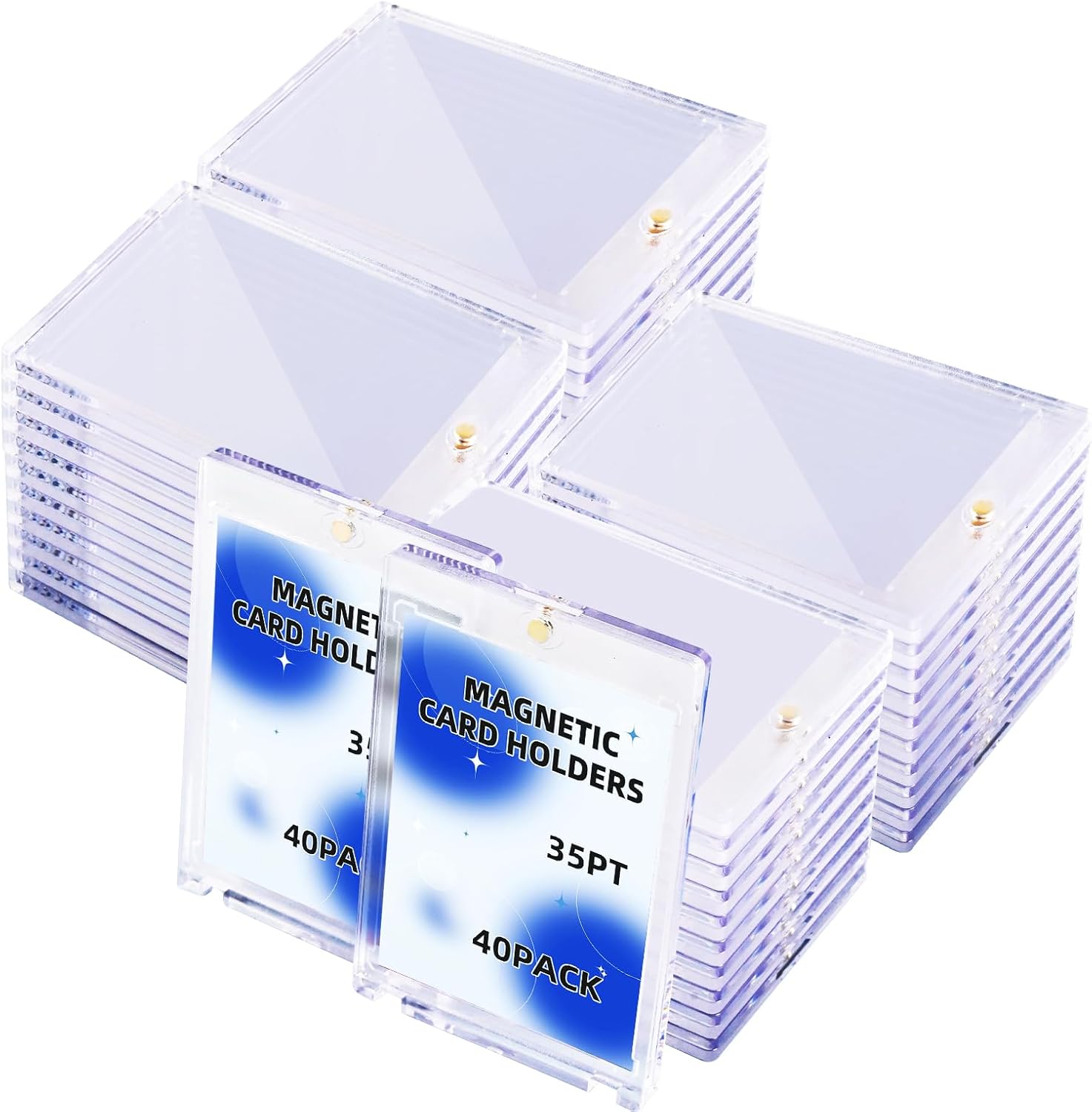 40ct 35PT Magnetic Acrylic Card Holders – Clear Trading Card Protectors for Sports, MTG, Baseball, and Collectible Game Cards