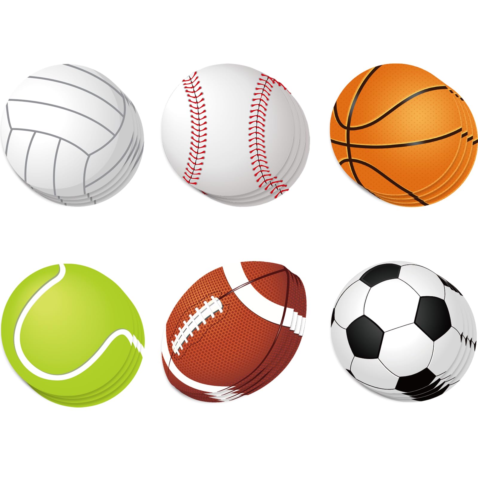 Vuzvuv 60Pcs 6In Paper Sport Ball Cutouts Party Decor for Bulletin Board