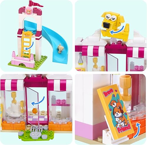 Miniatura 3 de Juegos de construcción de casas para mascotas para niñas, perros y gatos, juguete de construcción de centro de día 244 piezas, parque de juegos para