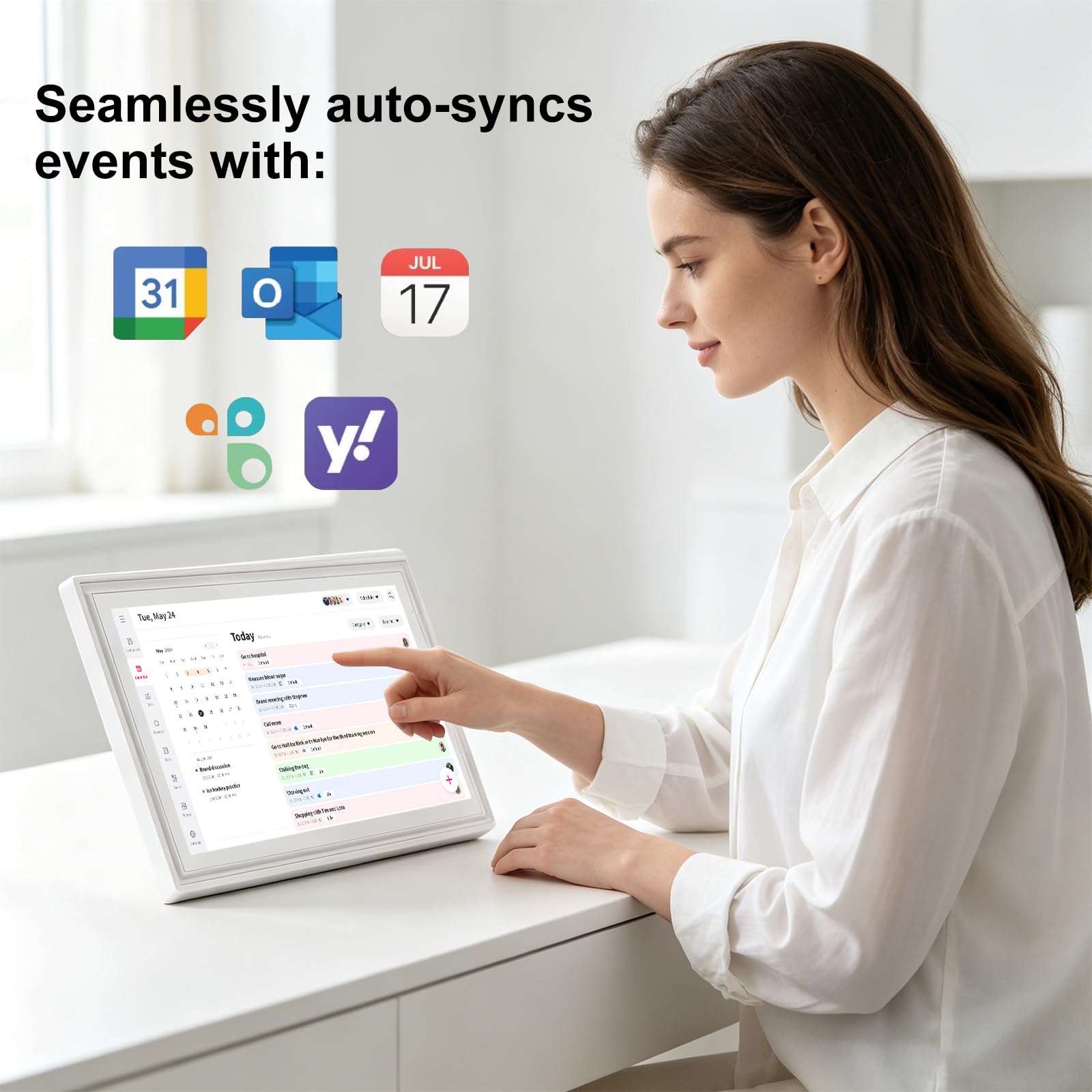 15,6 Wandplaner, digitaler Kalender und Aufgabendiagramm, 32 GB Smart-Touchscreen, interaktives Display für Familienpläne – Wandhalterung im Lieferumfang enthalten, ideal für die