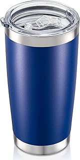 20 oz Tumbler with Lid Stainless Steel Insulated Tumblers, 1 Pack | Leak Proof Lid, Double Wall & Vacuum, Powder Coated, Fit Most Car Cup Holders, for Cold and Hot Drinks, Blue