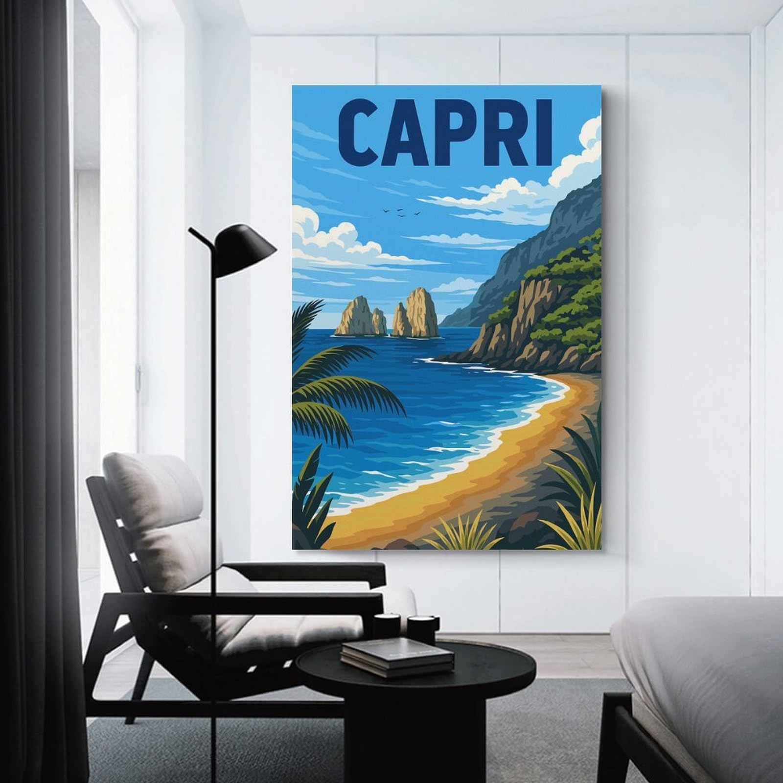 Junmoney Room Decor Wall Art Capri Italy Island, 24x36inch(60x90cm), for Home Lounge, Bedroom Or Reading Nook, Eye Catching Artwork for Blank Walls