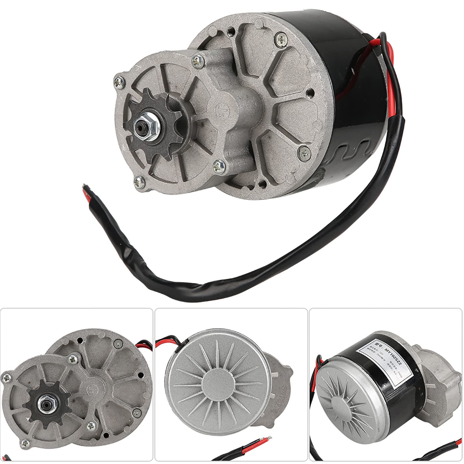 AMONIDA Silnik Elektryczny z redukcją BiegóW 12 V, Wysoki Moment Obrotowy, Silnik Prądu Stałego 250 W do Skutera Elektrycznego, Aluminium 1 Zestaw