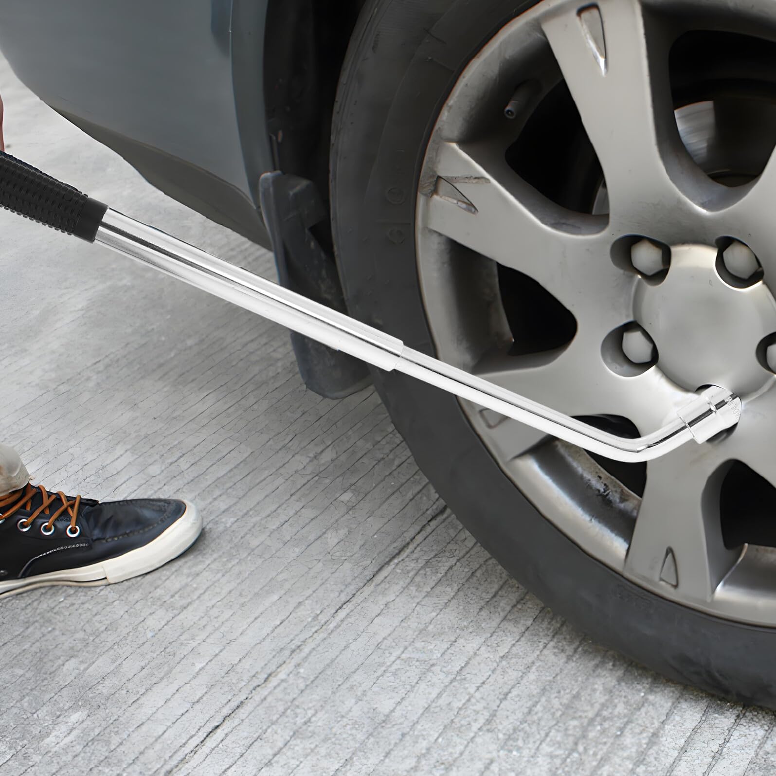Operitacx Verstellbarer Radmutternschlüssel für Auto und Fahrzeug, Faltbar