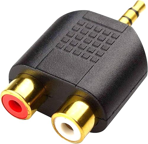 Miniatura 2 de ANDTOBO Adaptador de audio TRS de 0.138 in a RCA dual F (paquete de 2), adaptador de audio estéreo macho de 0.138 in a doble RCA hembra