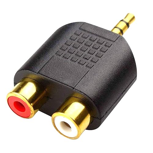 Miniatura 2 de ANDTOBO Adaptador de audio TRS de 0.138 in a RCA dual F (paquete de 2), adaptador de audio estéreo macho de 0.138 in a doble RCA hembra
