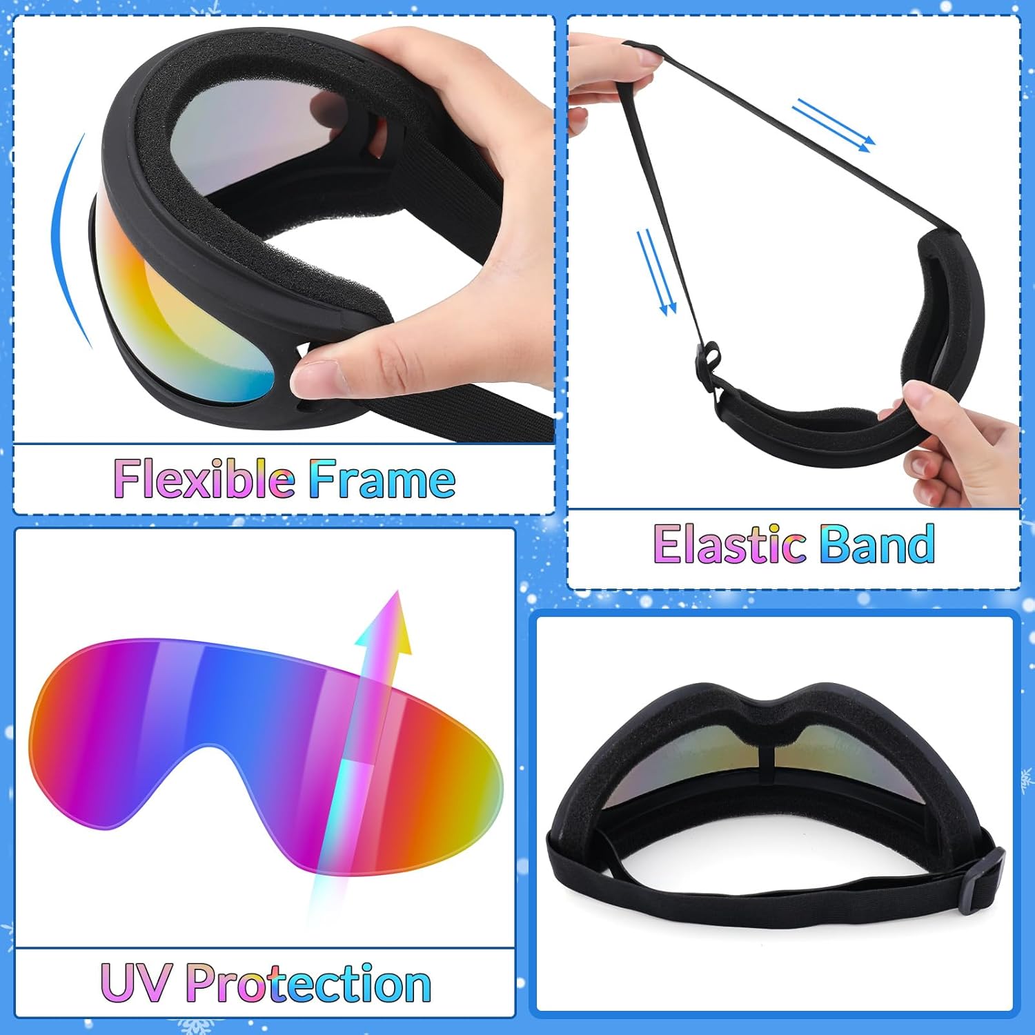 Ski Goggles, Snowboard Goggles for Men Women Kids, Skiing Snowboard Motorcycle Glasses for Adult Youth - Image 2