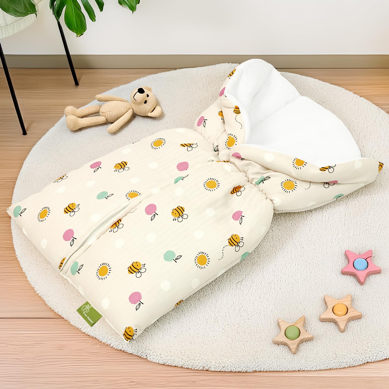 R for Rabbit Snuggy Bliss Baby Sleeping Bag Bedding Set | Premium 100% Muslin Cotton Carrying Nest for New Born Babies &