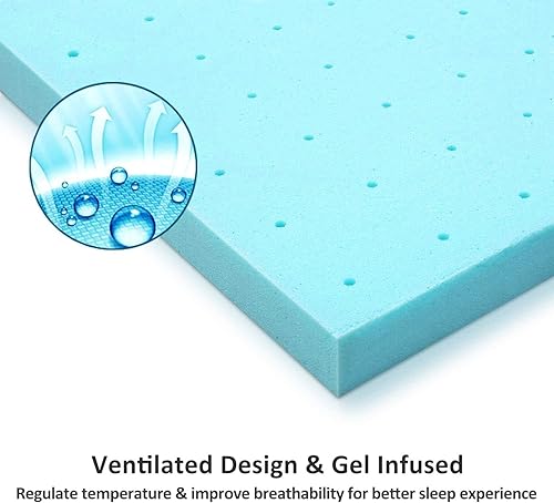 Miniatura 4 de BedsPick Cubrecolchón de espuma viscoelástica King de 2 pulgadas, con infusión de gel para cama tamaño King, protector de colchón de espuma King