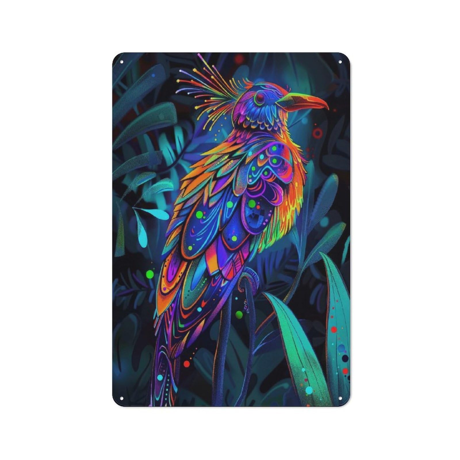 Junmoney Neon Bird In Jungle Vintage Metal Sign 30X20cm, Nostalgic Pub Wall Decor For Pub, Home Bar, Shed Or Man Cave