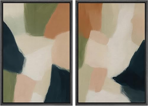 Miniatura 31 de SIGNLEADER Lienzo enmarcado para pared, juego de arte geométrico de mediados de siglo, formas de tocadiscos de música, ilustraciones abstractas,