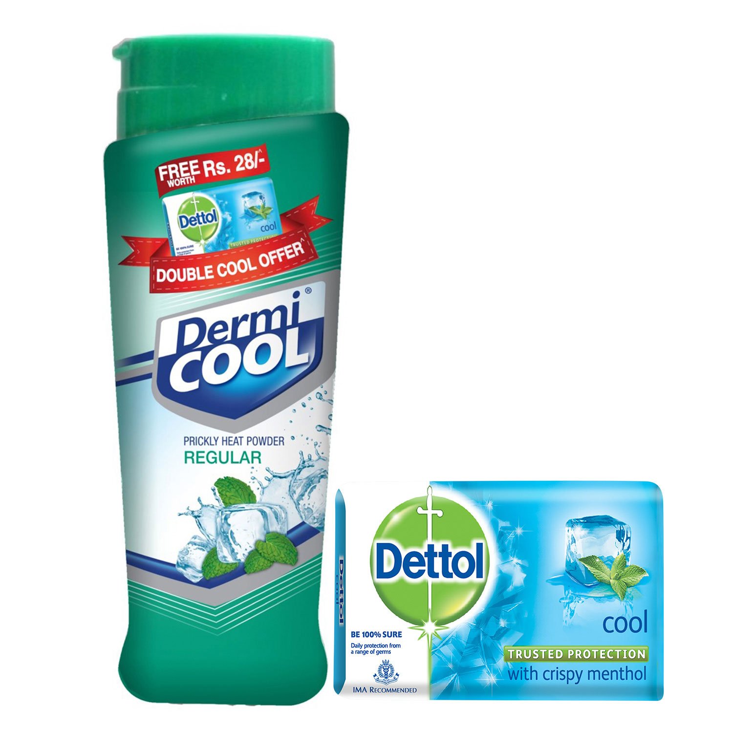 Dermicool Regular Deodorants 150 g with Free Dettol Cool Soap 75 g