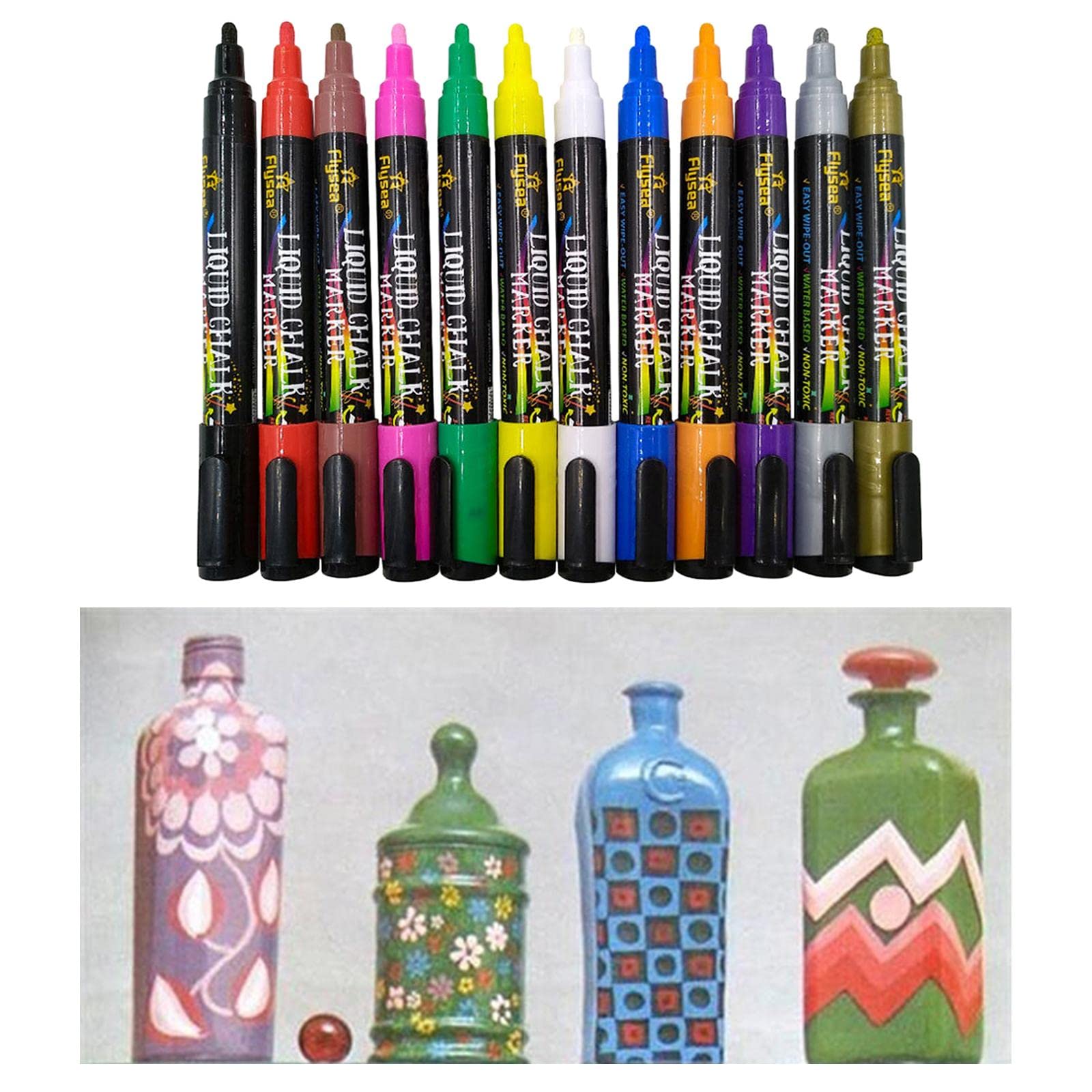 Juego de 3 rotuladores fluorescentes, 12 unidades, estilo vintage, graffiti