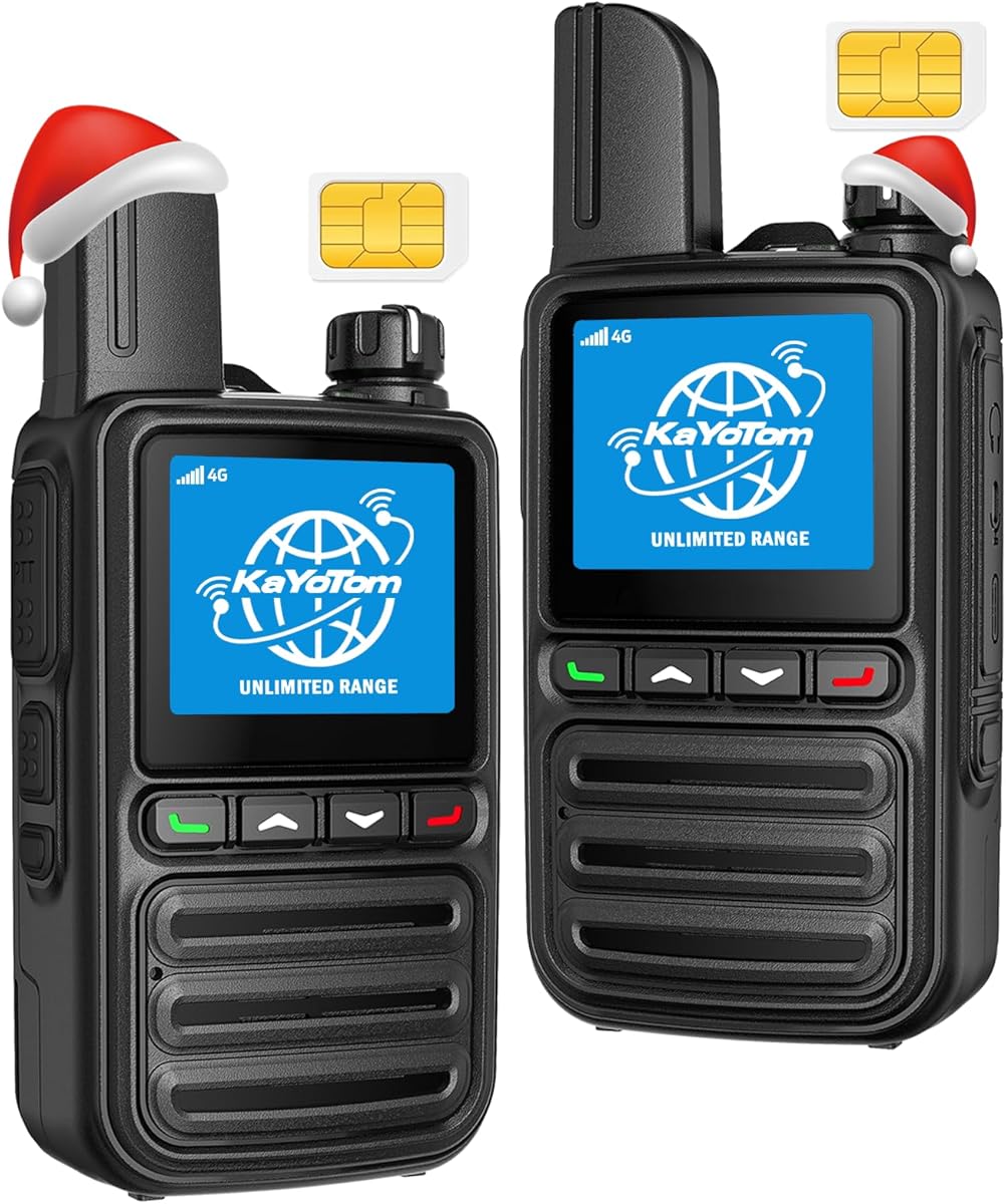 KAYOTOM Lifetime Free Unlimited Range Rapid Global Walkie Talkies PTT Push-to-Talk Over Cellular Nationwide 5000+ Miles POC 4G LTE Handheld Long Range Two Way Radio for Team Management (2Pack and SIM) : Electronics