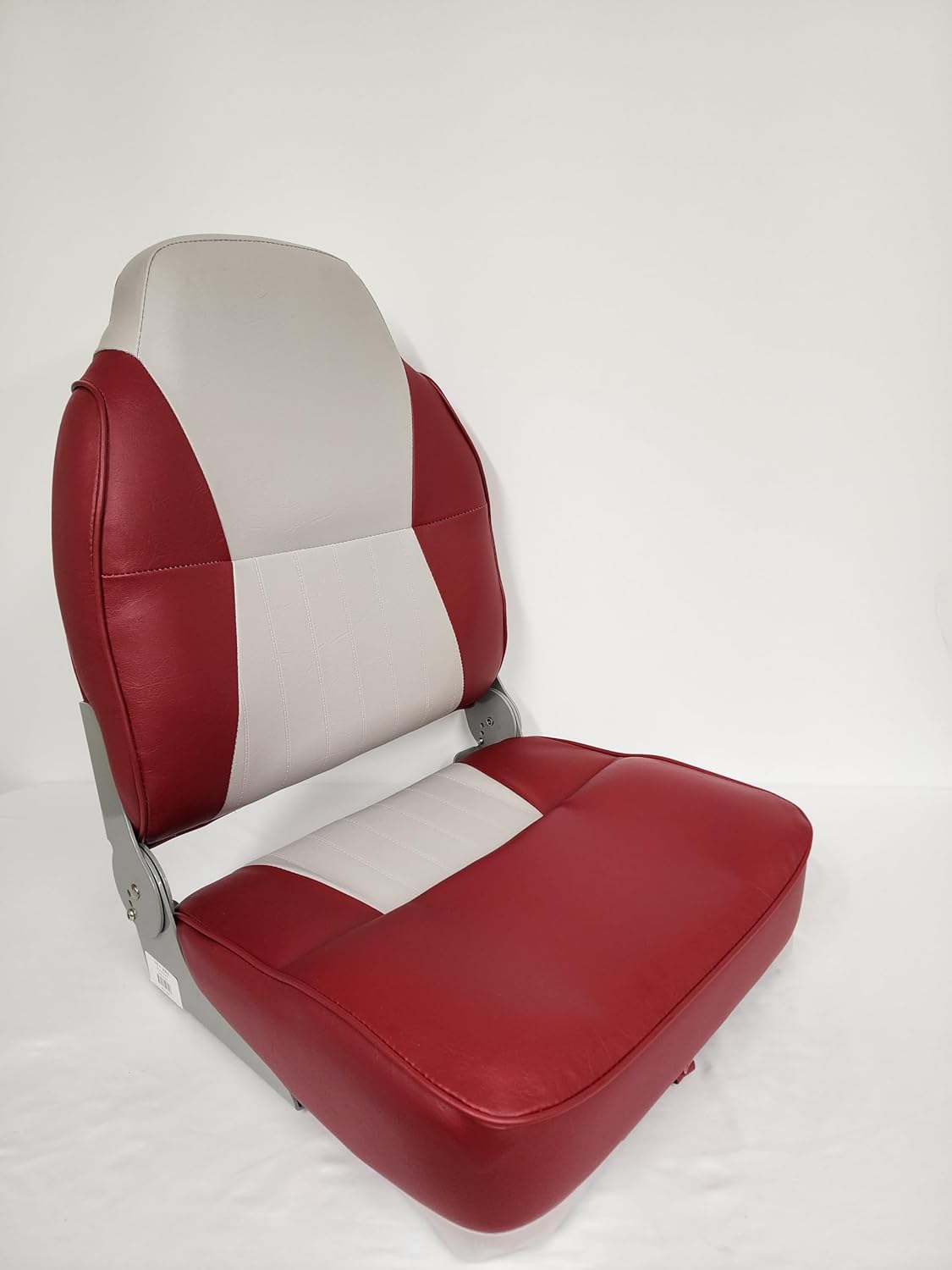 Boat Seat Fold Down High Back Lund Style Grey/Red 1004-ABE