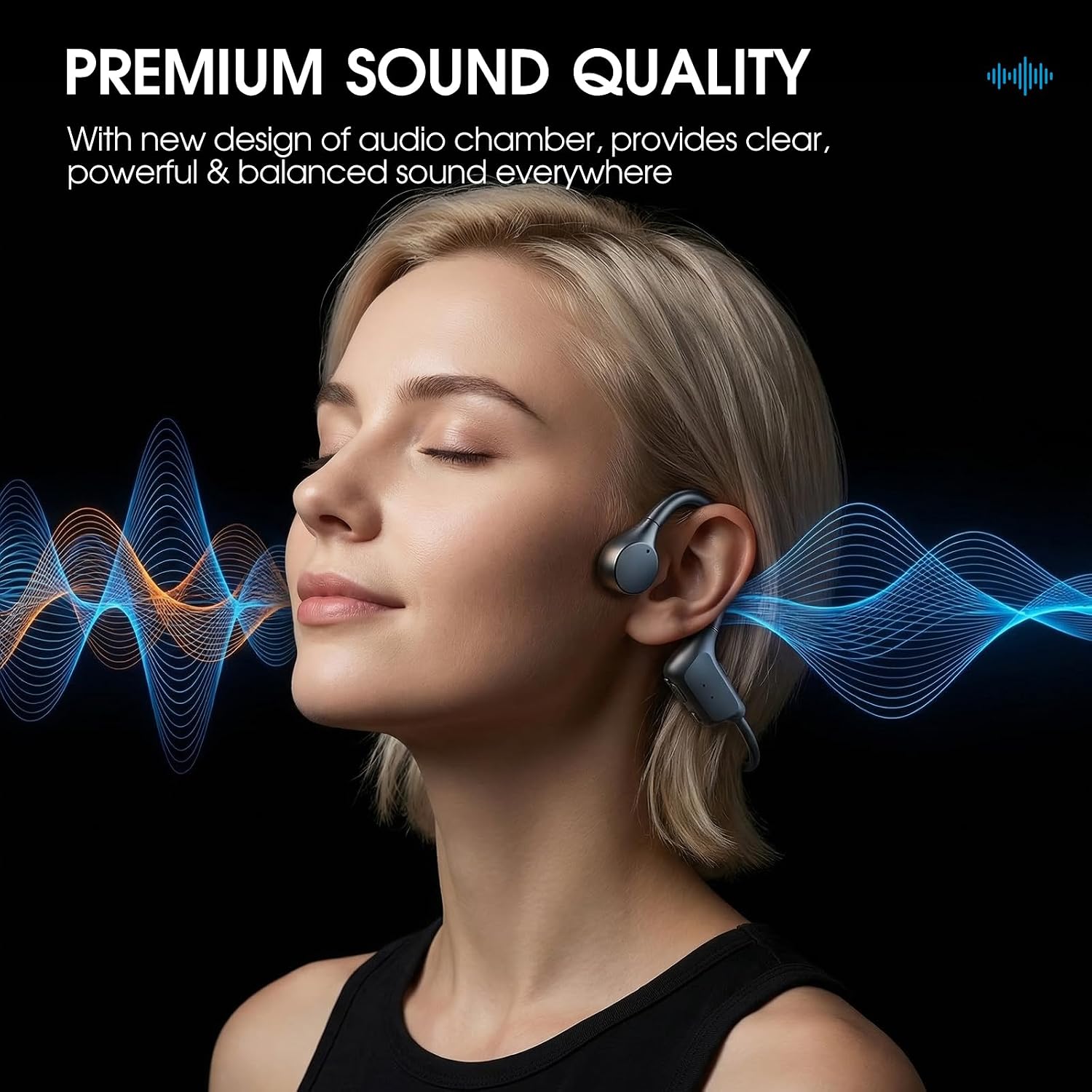 Spinosa Bone Conduction Headphones - Bluetooth 5.4 Open Ear Wireless Headset, 12Hr Battery Life, IPX5 Waterproof - for Sports, Running, Hiking, Cycling - Includes Earplugs