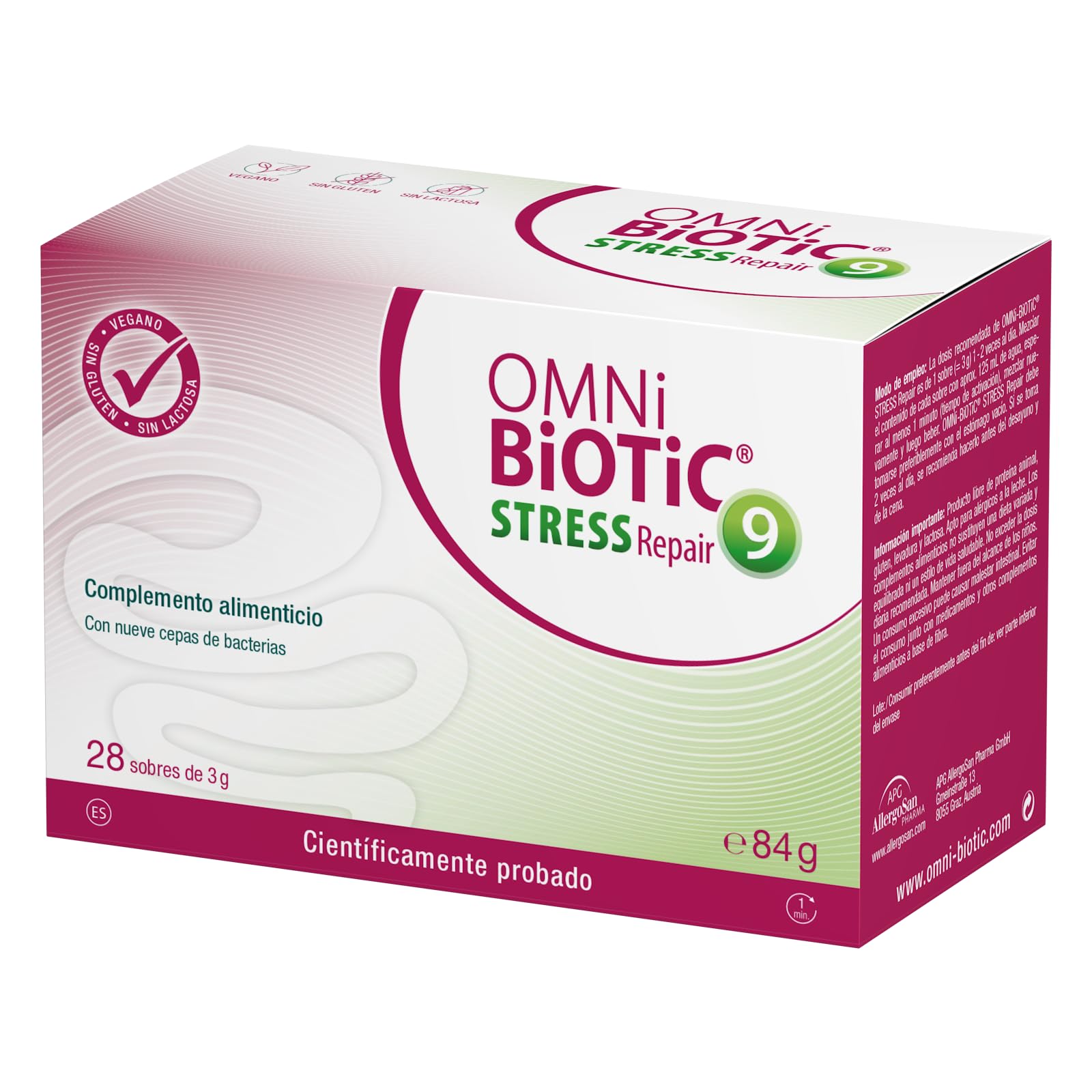 OMNi BiOTiC Stress Repair | 28 sobres (84 g) | Probiótico | 9 cepas bacterianas | 15 mil millones de bacterias por dosis diaria | Polvo | Vegano | Sin gluten | Sin lactosa | Para uso diario