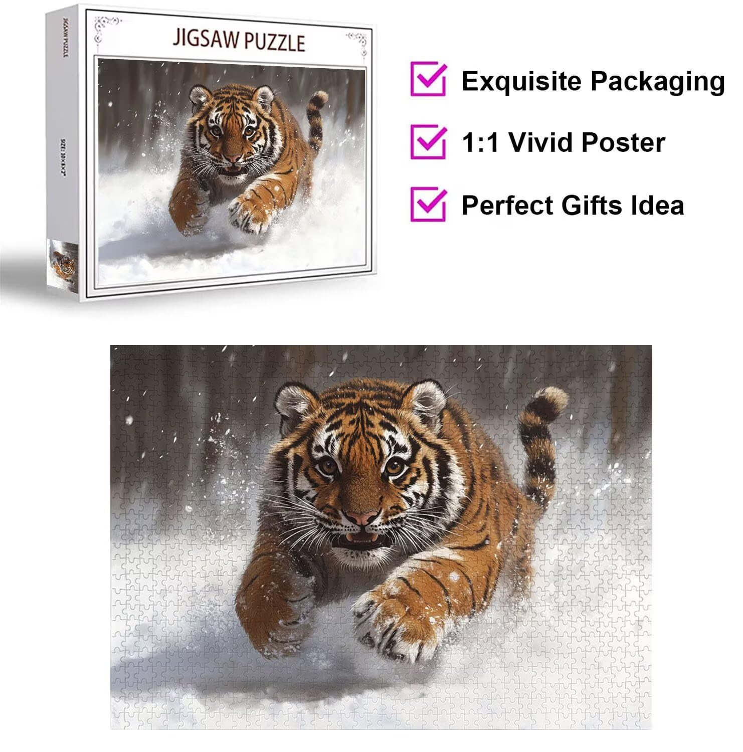 Puzzle 6000 Pezzi inverno Puzzle Classici per Gioco Familiare, n-106 | Impossibile Puzzles, Intrattenimento Creativo, Rilassamento e Intelligence, Regalo per Amore e Amico, Decorazioni Casa, tigre