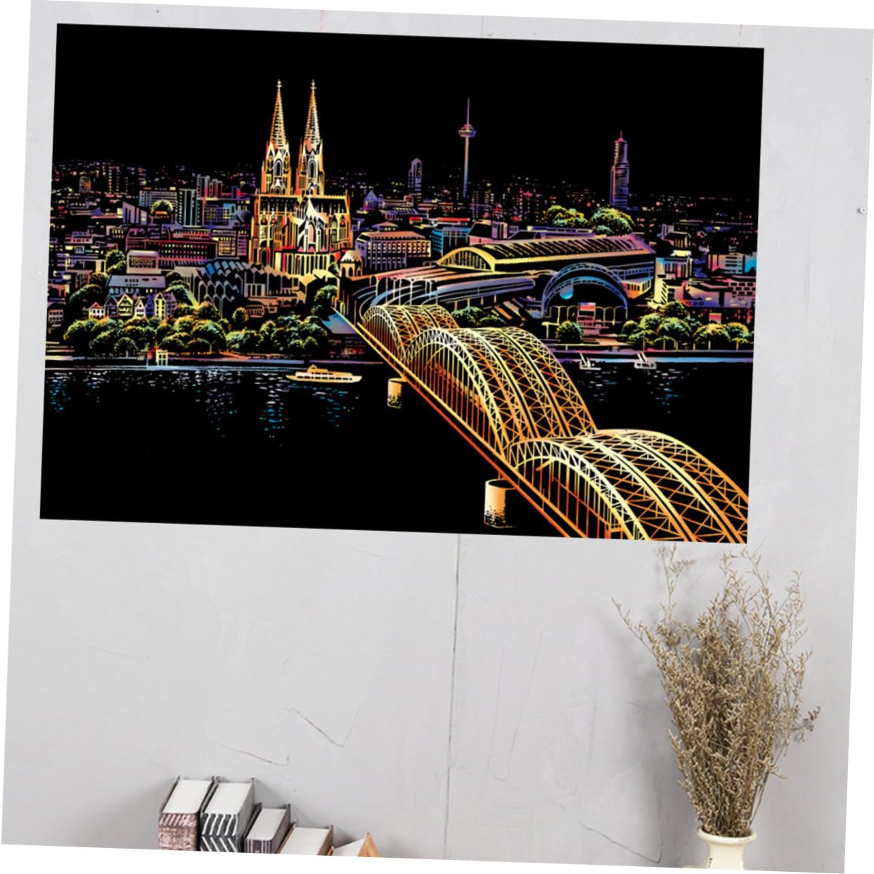 Motif Cathédrale de Cologne Outil de Décompression Sûr pour Dessin à Gratter pour Adultes en Papier et Présent DIY Loisirs Créatifs et Décoration