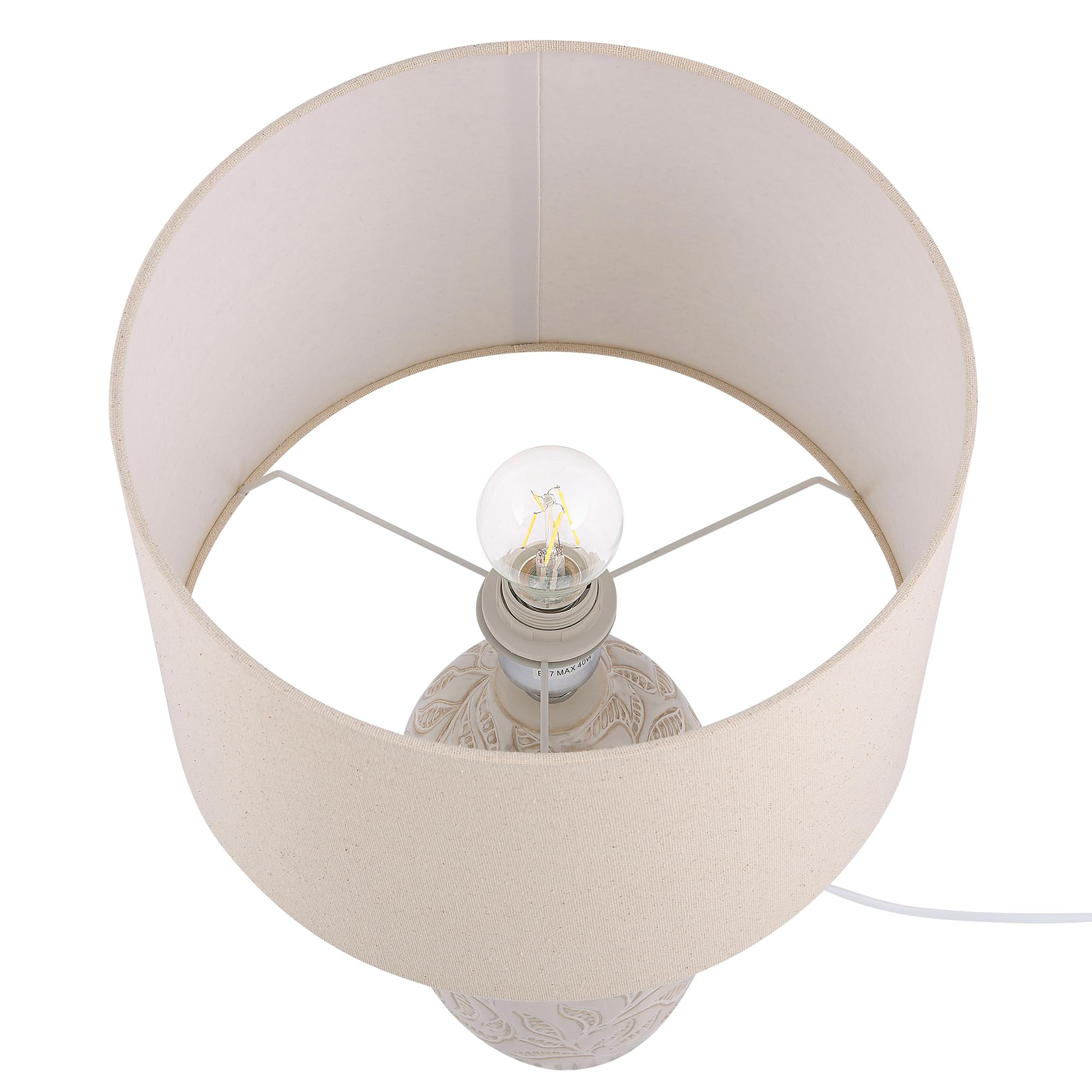 Beliani Moderne Tischleuchte im Salon Keramik/Polyester beige Salza
