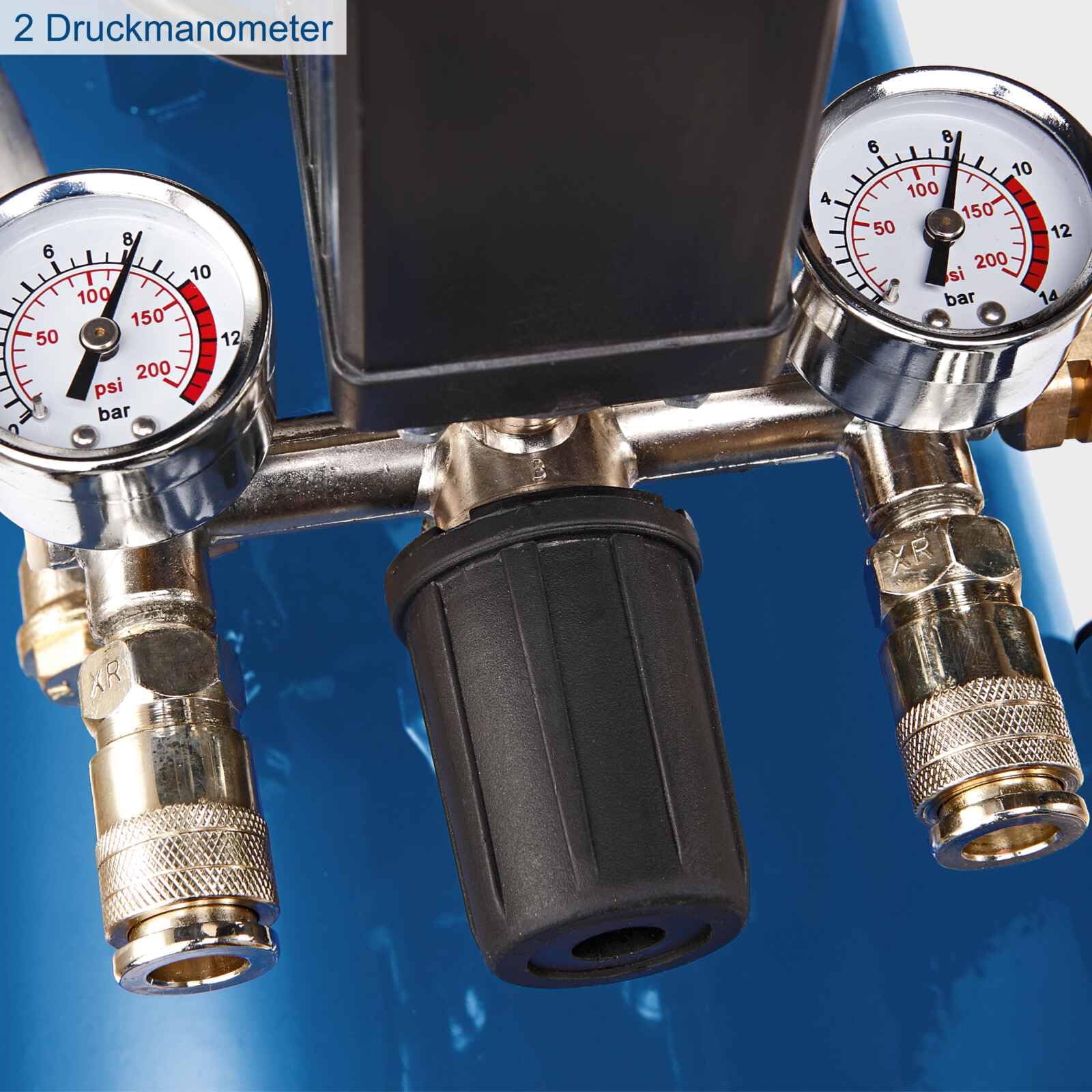 Scheppach Druckluft Kompressor HC120DC | ölgeschmiert & langlebig | 2200W Leistung | 100L Kessel max. 10bar Druck | 371L Ansaugleistung | mit Fahrvorrichtung, Druckregler & Schnellanschlusskupplungen