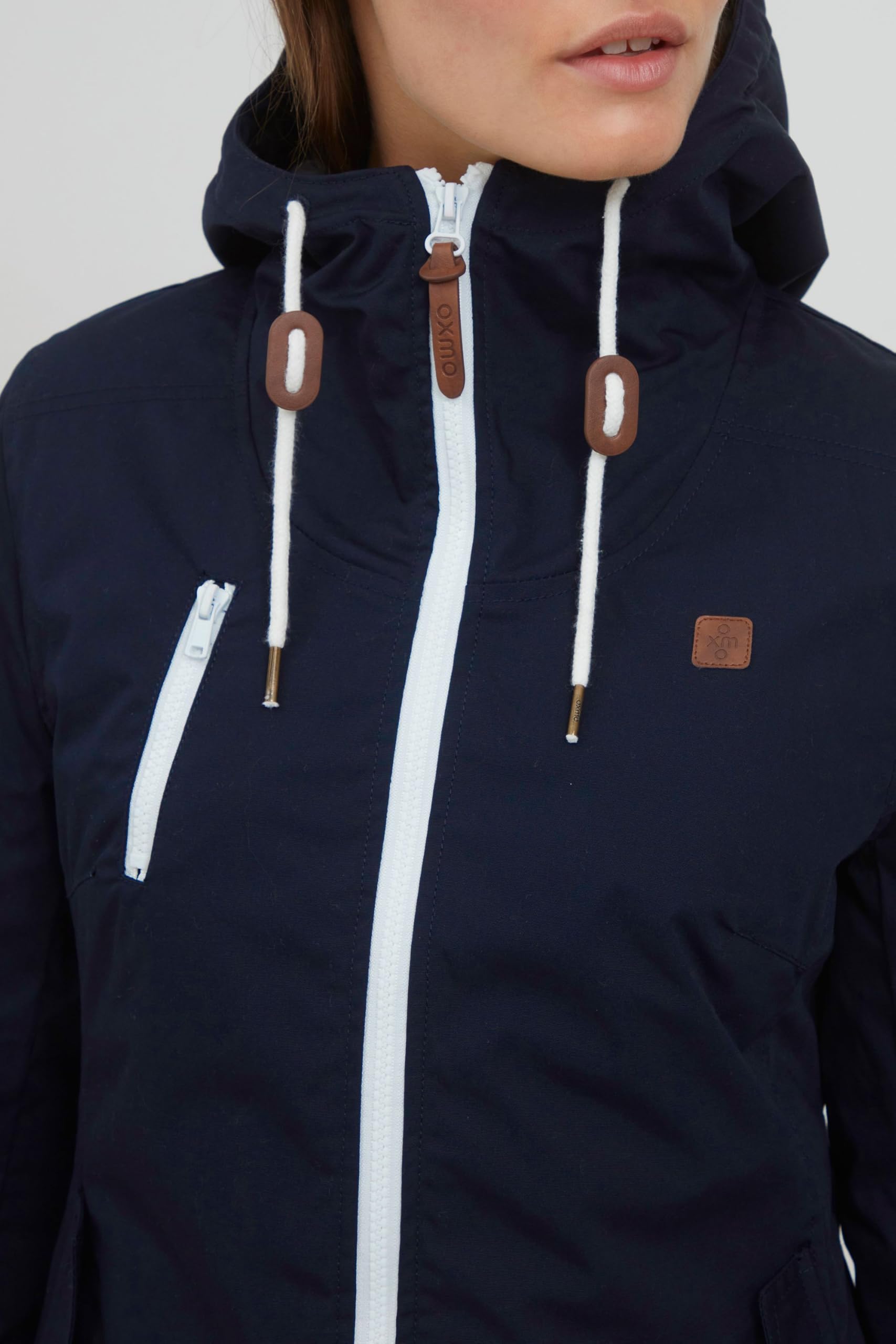 OXMO OXTilda Damen Jacke Übergangsjacke mit Kapuze Kordelzügen Eingrifftaschen Regular fit
