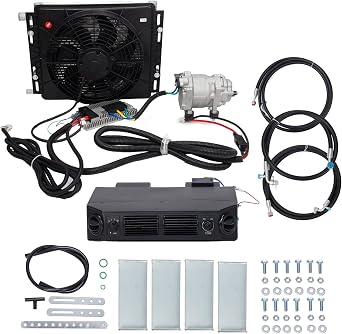 DC 12V RV Air Conditioner, Underdash 12000 BTU Truck Car Split A/C Unit, Fast Cooling, Universal Electric Automotive AC for Car, Van, Tractor, Bus, Black