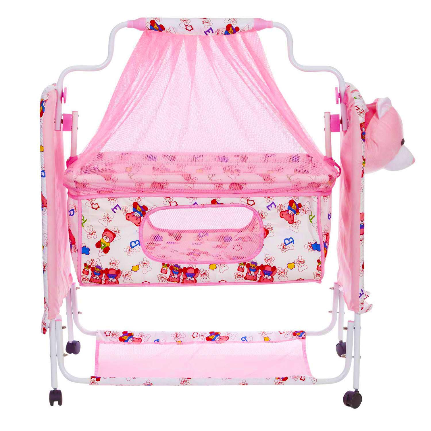 PANDAORIGINALS Premium Baby Cradle/Cot/Crib with Mosquito Net Paalna/Jhula (Pink) - Image 2 thumbnail